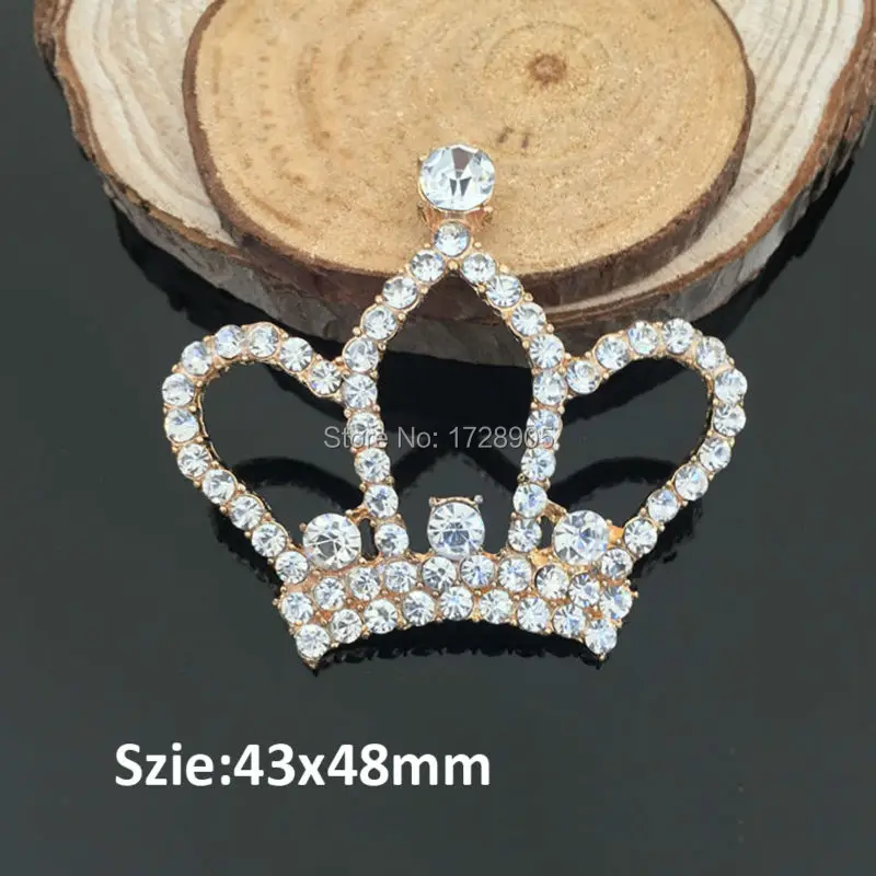 

Crown Buttons Embellishment DIY Handcraft Jewelry Accessories Crowns 5 Pcs Large 43*48 mm Alloy Full Crystal Rhinestone