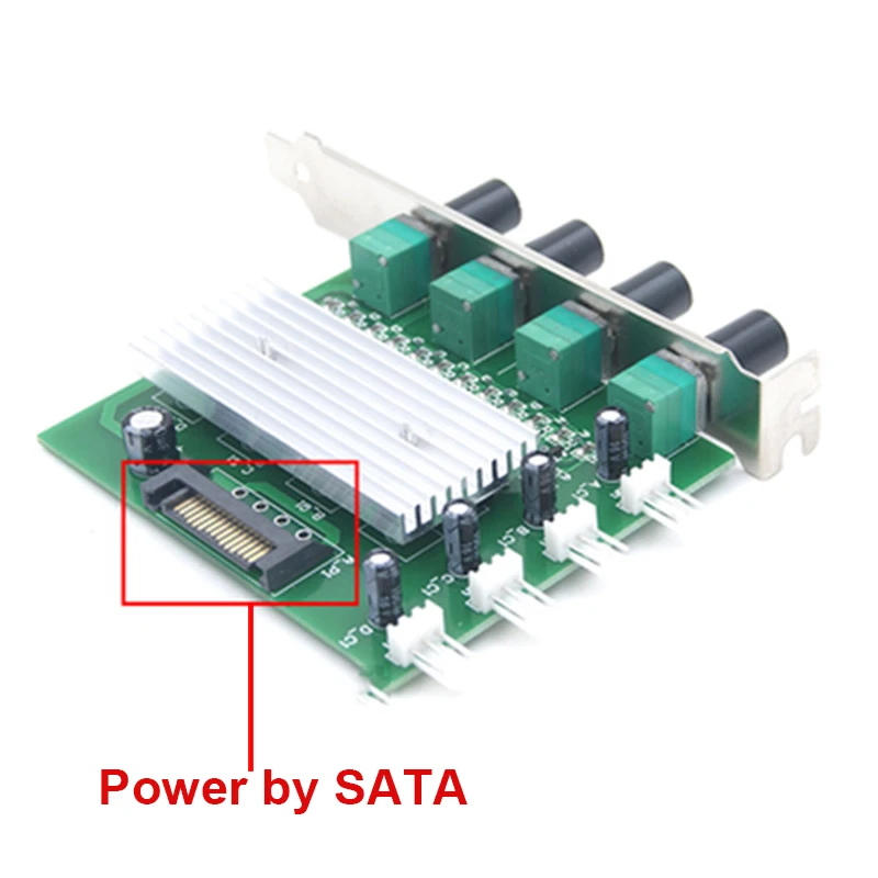 컴퓨터 PC 냉각 라디에이터 시스템 4 채널 3 핀 4 핀 쿨러 팬, RPM 속도 컨트롤러 w/ PCI 슬롯 후면 브래킷 팬 12 v