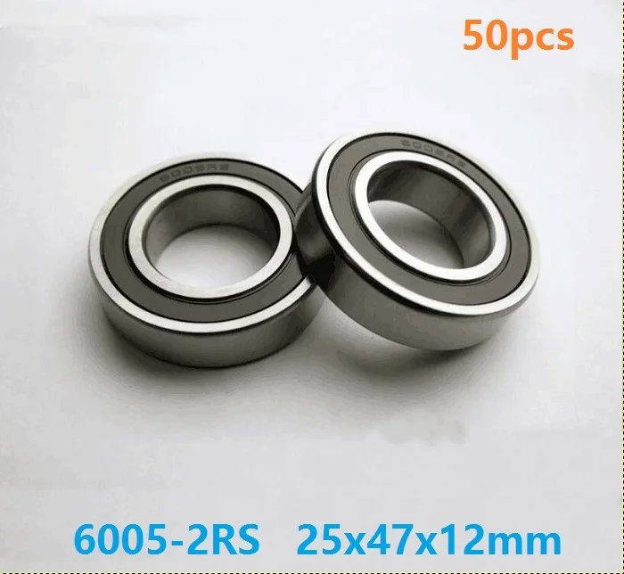 

50pcs/lot 6005RS 6005-2RS 6005 2RS RS bearing 25*47*12mm rubber sealed Deep Groove Ball bearing Shaft 25x47x12mm