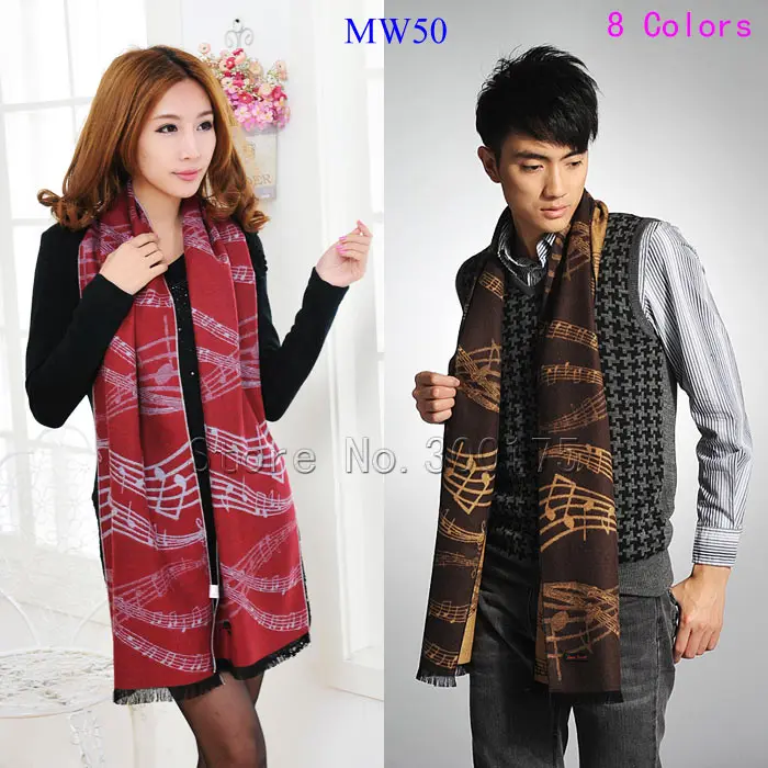 Men Women Winter High-Grade Double Side Brushed Cotton Viscose  Scarf  Music Long Soft  Warm scarf