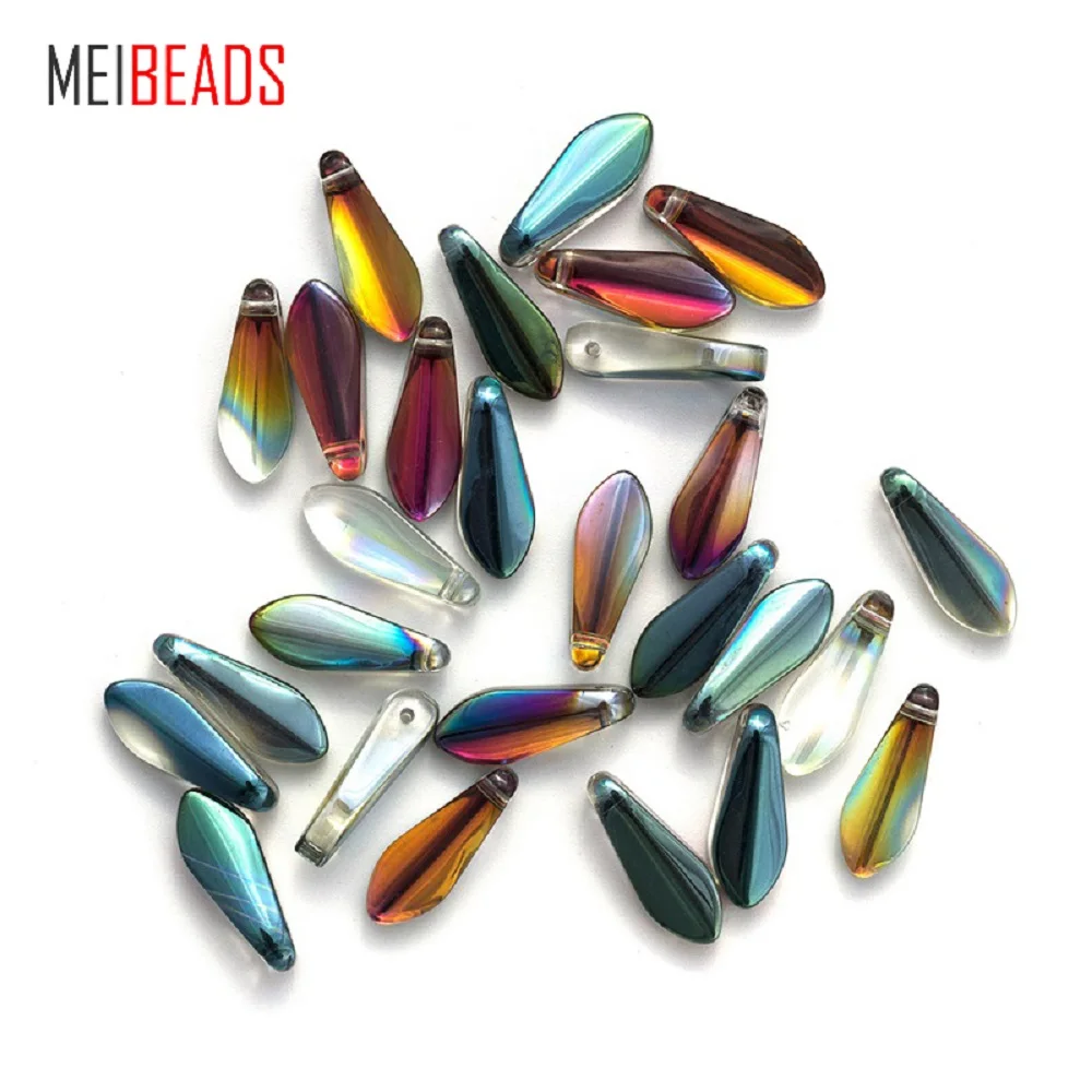 MEIBEADS 20pcs/lot 6*16 mm Colorful Crystal Multifaceted Leaves Bead For Accessories Bracelet DIY Jewelry Making EY6063