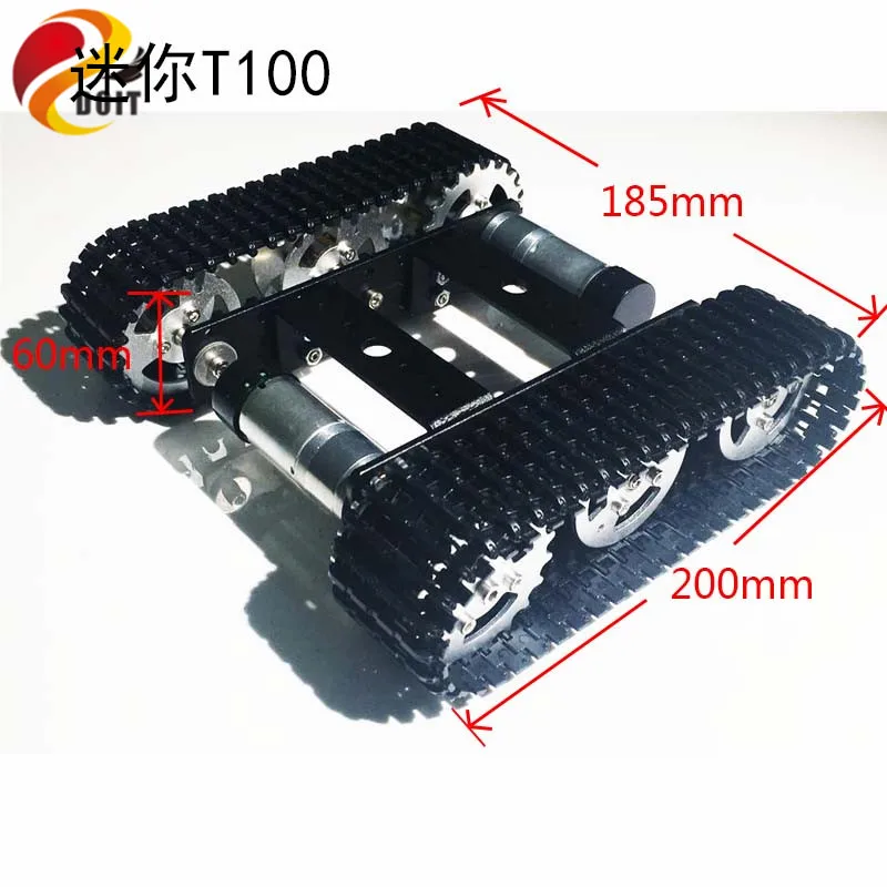 Metal rastreado chassi do tanque mini t100 veículo rastreado carro inteligente com 2 motores para robô competição graduação design diy rc