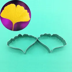 2 pcs/set Ginkgo Biloba Leaf Cutters Set, Stainless Steel Fondant Cake Cookie Cutters, Cake Decorating Tools