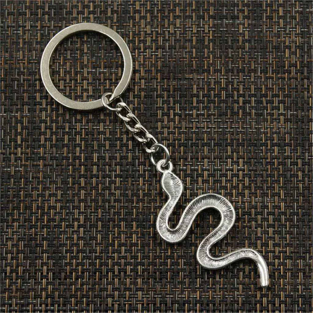 New Fashion Men 30mm Keychain DIY Metal Holder Chain Vintage Snake Cobra 53x23mm Bronze Silver Color Pendant Gift