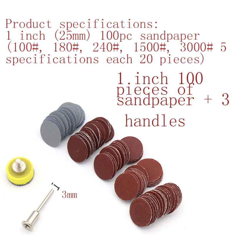 60/100pcs 1/2 inch 100-3000 Grit Round Self Adhesive Sandpaper  +1pcs Disc Sand Sheets Sanding Disk for Sander Abrasive Tools