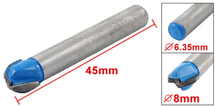 Carpintaria 45mm Comprimento Da Haste de 1/4 "x 5/16" Núcleo Box Router Bit Azul 2 pcs
