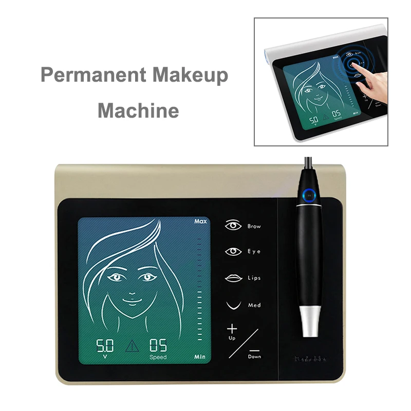 Digital Rotary Tattoo Machine for Permanent Makeup Embroidery Eyebrow Eyeliner Lip Microblading Machine Panel and Pen PMU Supply