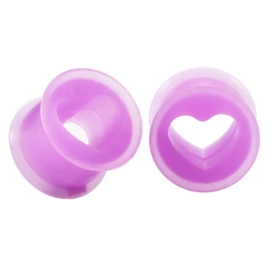 Ear Stretcher Expander Unisex Body Piercing Jewelry 1Pair Silicone Ear Plugs and Tunnels Hollow Heart Shape Ear Gauges