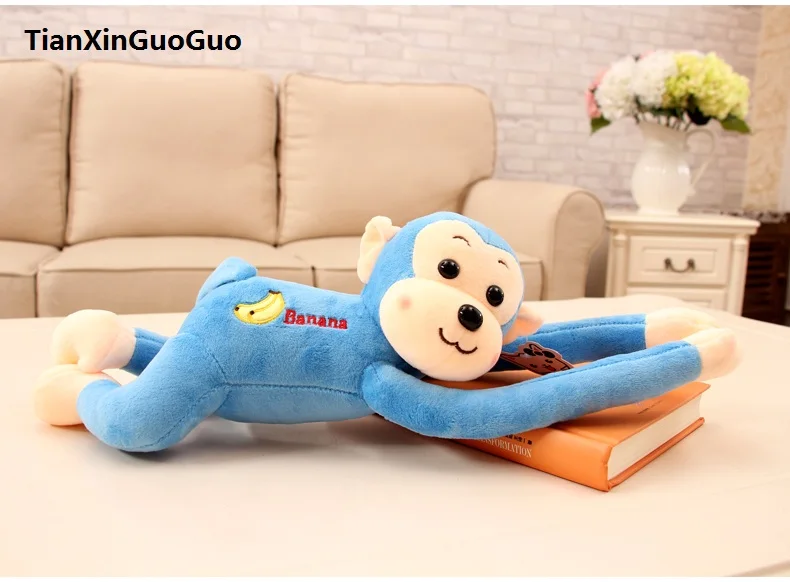 about 40cm lovely long arms monkey banana monkey plush toy blue monkey soft doll baby toy birthday gift s0532