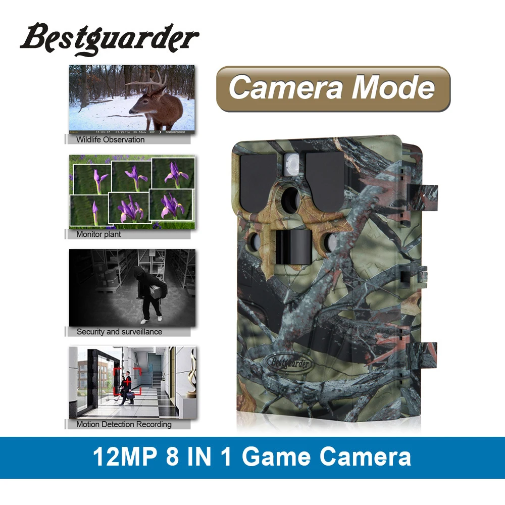 

8 in 1 12mp HD 1080P hunting scouting camera call function IP66 long detection range to 85ft for cold blooded game Camera