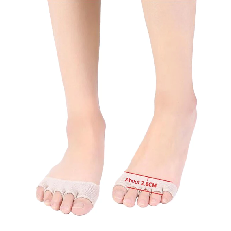 1คู่Breathableที่มองไม่เห็นฝ้ายห้านิ้วถุงเท้าForefoot Pad Metatarsal Soreพยาบาลเปิดถุงเท้านิ้วเท้าBelly Danceโยคะถุงเท้า