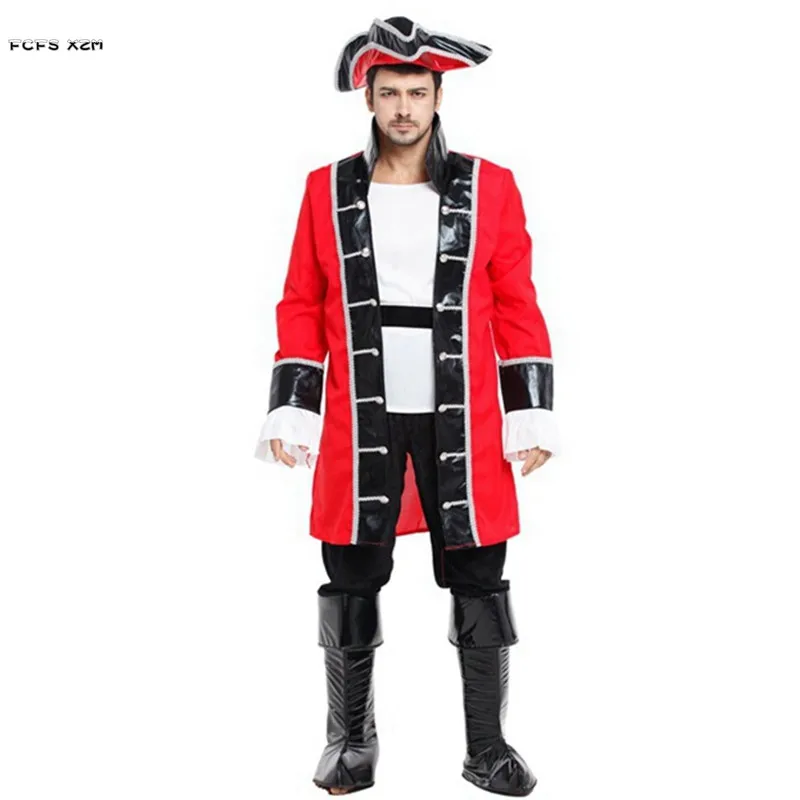 Red Men Pirates Cosplay Halloween Warrior Costumes Carnival Purim Parade Stage Showing Masquerade Nightclub Bar Rave Party Dress