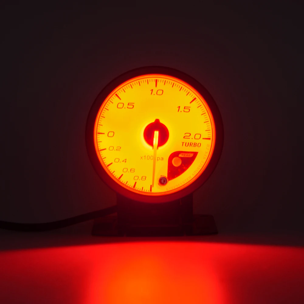 Dragon Gauge 60MM 2.0 BAR Boost Turbo Gauge White Face Dual Led Color Display