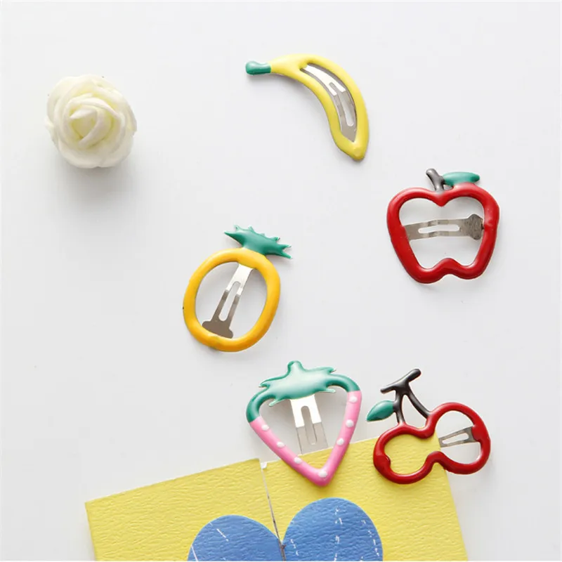 Newly Candy Color Girls Hairpin BB Clips Snap Band Hairpins Kids Hair Accessories Fruit Colorful Children Headwear