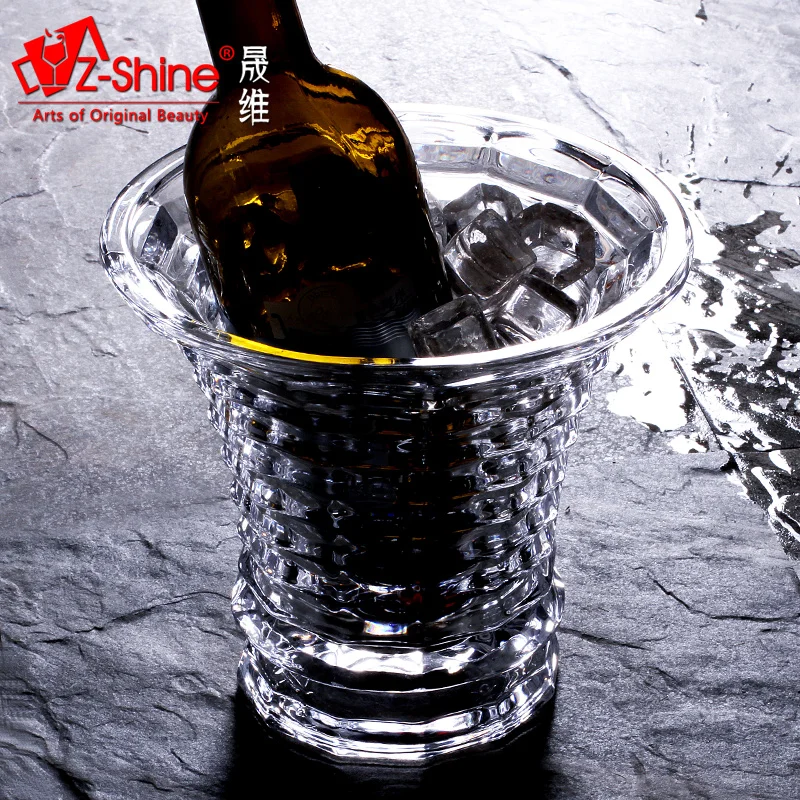 All lead-free glass insulation bucket oblique wine bar beer drinks champagne bucket with ice bucket size