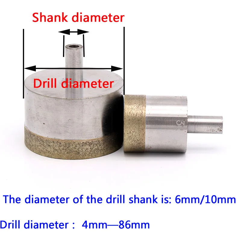 1 pz codolo 10mm punte diamantate sinterizzate con punta diamantata 4-45mm foro dritto sega trapano da banco per vetro ceramica pietra marmo giada plastica