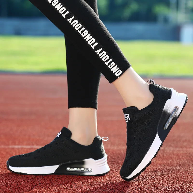 Women Shoes Woven Fitness Lace Sports Shoes Breathable Net Surface Air Cushion Shoes Woman Flat Tennis Shoes Comfortable sneaker