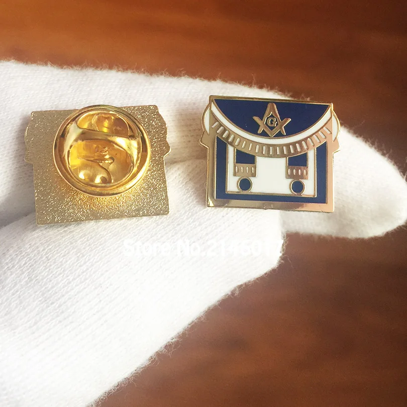 Masonic Apron Lapel Pins Badge Mason Freemason Square and Compass Free Masons Hard Enamel Pin Brooch Metal Craft 18mm Blue Lodge