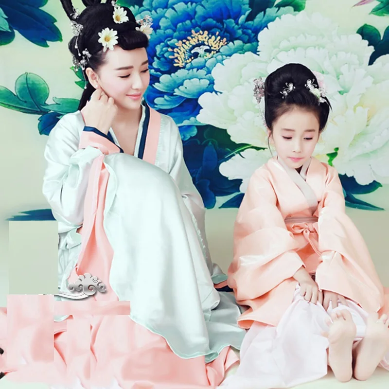 Quan Xiao Ge 전통 Hanfu 엄마와 딸 부모 자식 의상 세트 전통 Hanfu 무대 공연 의상