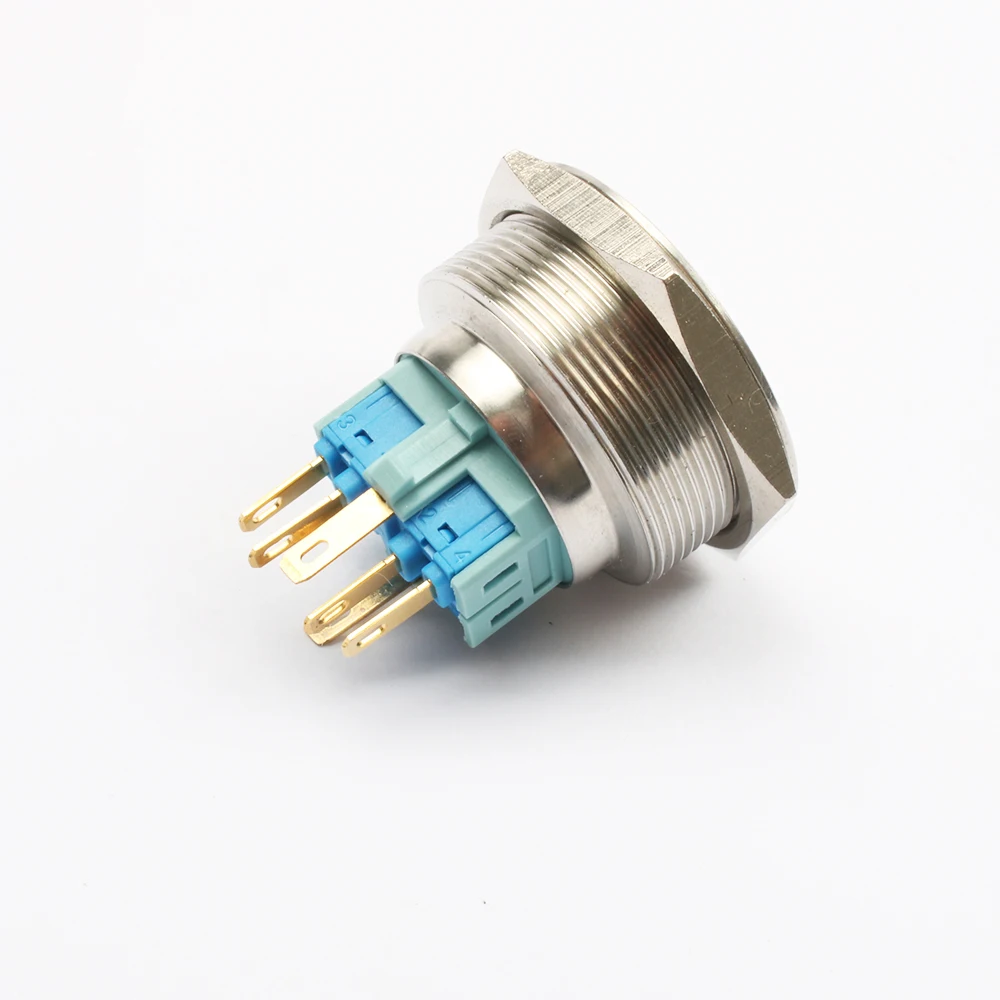 30Mm Rvs Metalen Drukknop Plat Ronde Momentary Power Ring Mark 6 Pin Auto Schakelaars Reset Vergrendeling fixatie