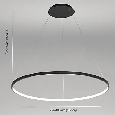 Imagem -03 - Acryl Circular Modern Led Pingente Luminárias Dinning Sala de Estar Branco Preto Pendurado Lâmpada Casa Iluminação Luminária 60cm