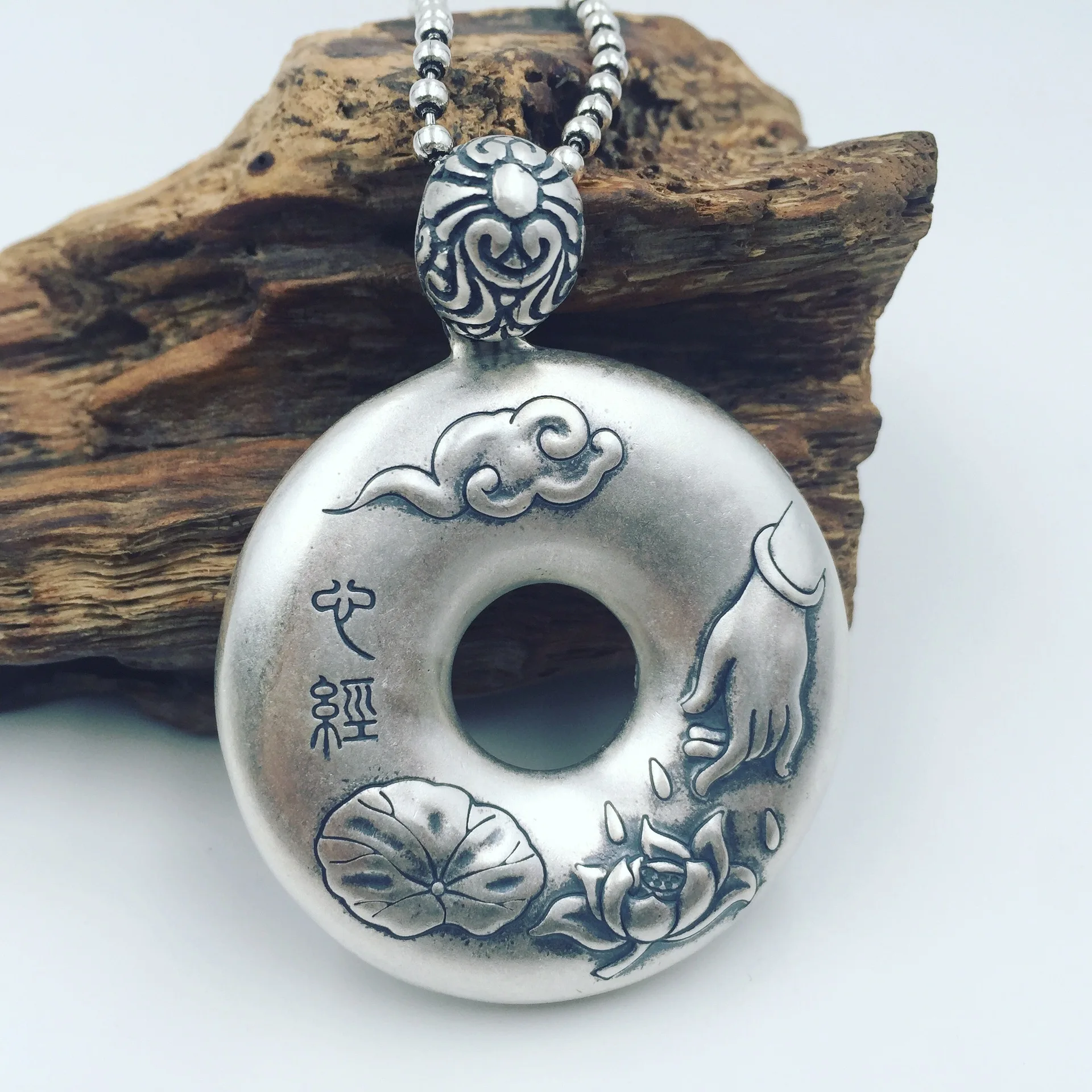 S990 silver Lotus Sutra Bergamot buckle silver pendant