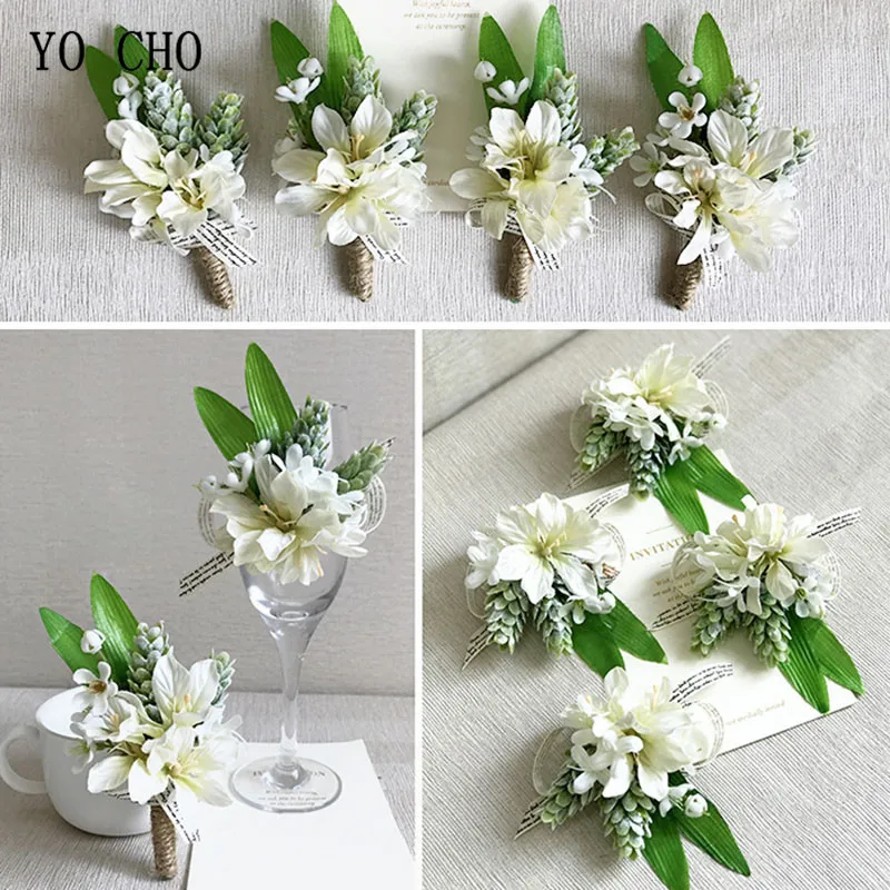 Hình Cho Boutonniere Cưới Corsages Và Boutonnieres Trắng Ruy Băng Lụa Hoa Boutonnieres Chú Rể Nam Mariage Cưới Phụ Kiện