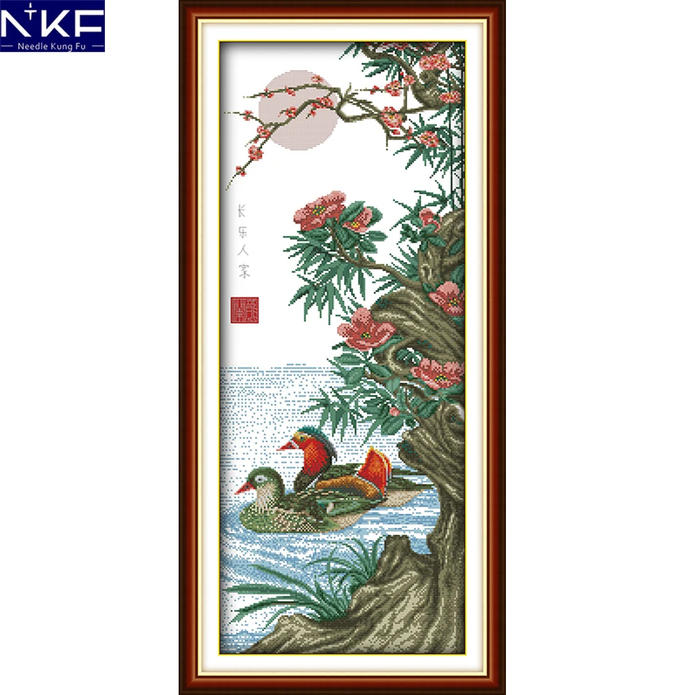 NKF Live In Abundance Cross Stitch Pattern 11CT14CT Handmade Crafts Chinese Cross Stitch Embroidery Set for Home Decoration