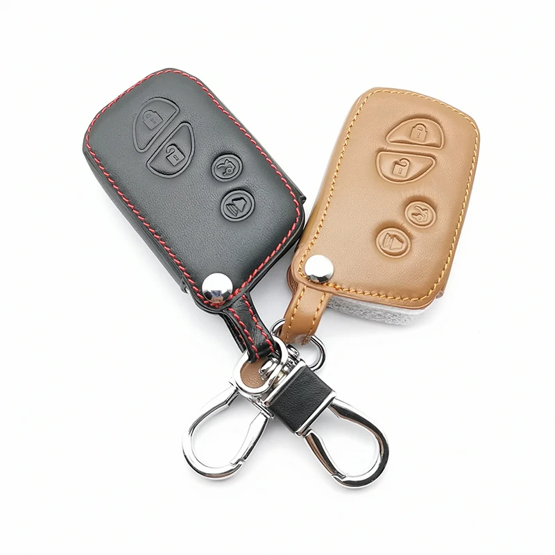 Genuine Leather Key Fob Case Cover For Lexus IS250 ES240 ES350 RX270 RX350 RX300 4 Buttons Remote Control Keyless Holder