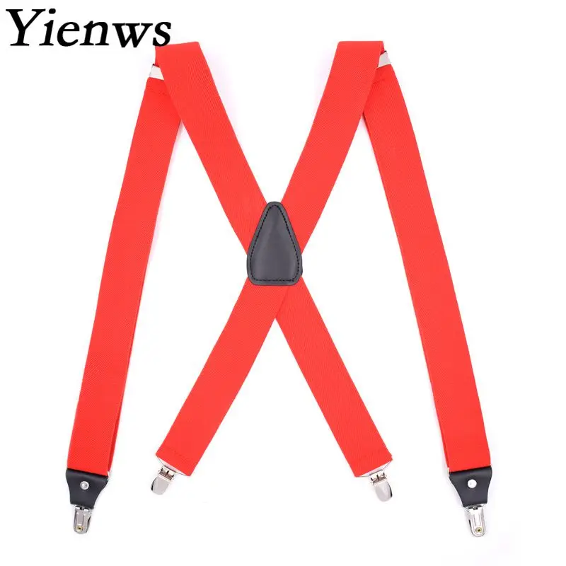 Yienws 4 Clip Treo Chéo Mens Hải Quân Nút Màu Đen Niềng Răng Cho Quần Unisex Suspensorio Đỏ Dành Cho Người Lớn Quần Niềng Răng YiA015