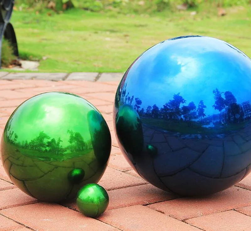 Home decoration Big blue ball stainless steel garden decorative ball hollow ball high-end display wall big ball