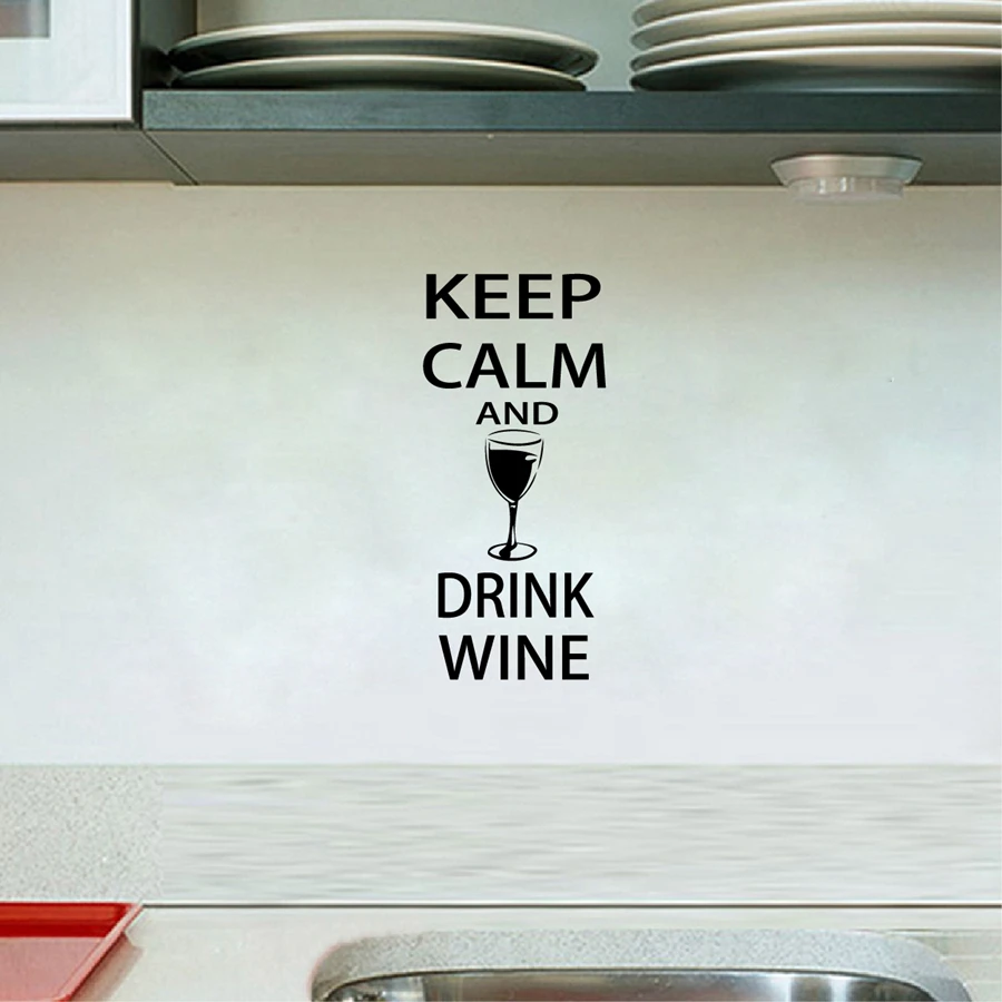 Wine Wall Decals Bar Wall Sticker -  Keep Calm and Drink Wine - Funny Bar pub Wall Art Decor