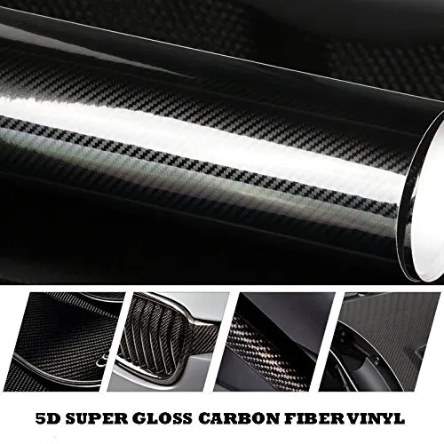 Car Styling 152cm*50cm Glossy Black 5D Carbon Fiber Vinyl film With Air Free Bubble Auto Accessories Tuning Part Car Sticker