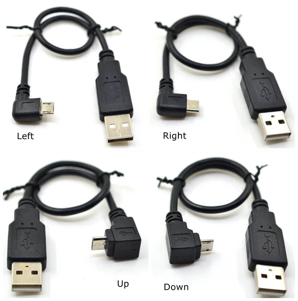 20CM USB 2.0 Male to Micro USB Up & Down & Left & Right Angled 90 Degree Cable 0.2m for Cell Phone Tablet MicroUSB Angled Cable