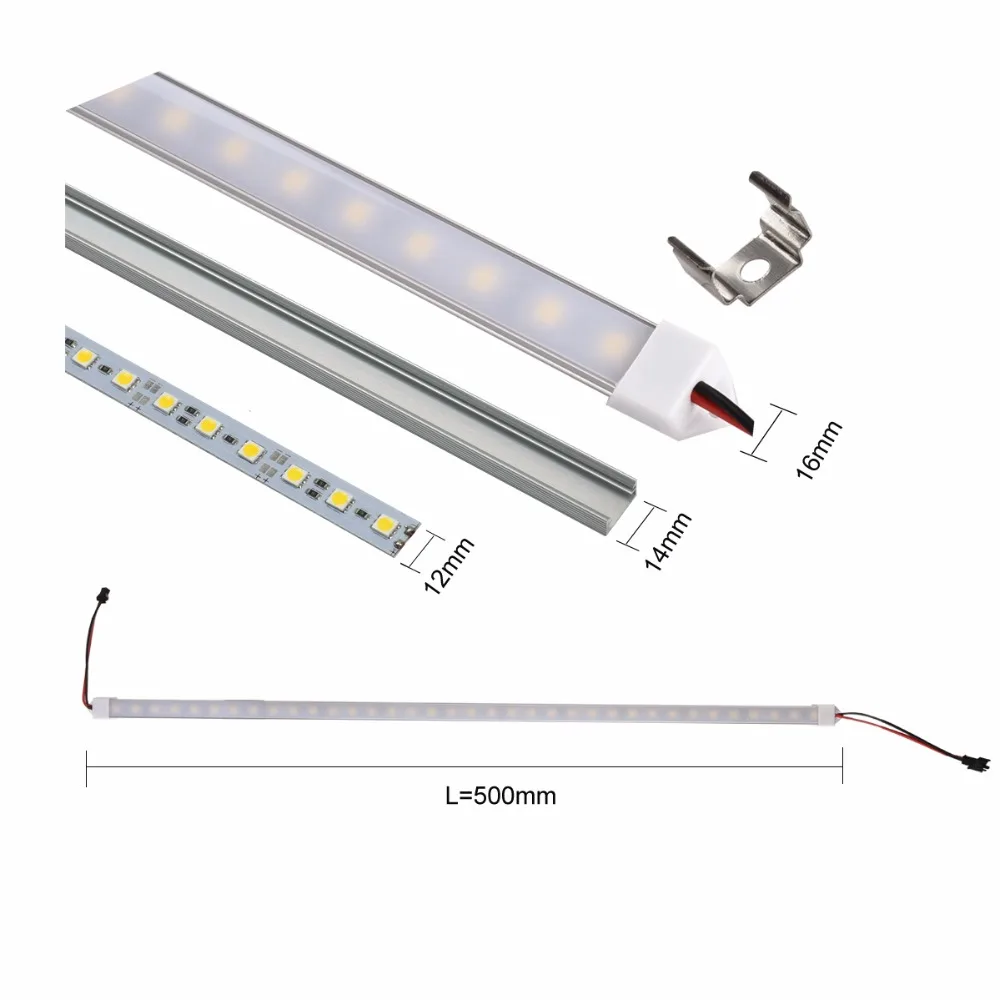 10 sztuk taśma pasek LED SMD 5050 12V typu U sztywna aluminiowa powłoka z mleczną przezroczysta osłona do szafki kuchennej pojemnik ekspozycyjny