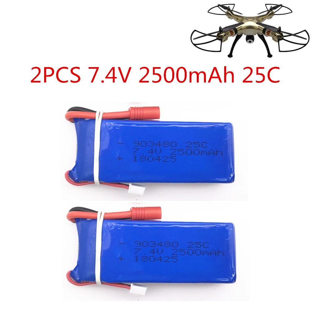 

Аккумулятор 2S для Syma X8C, 7,4 В, 2500 мА · ч, 2 шт., аккумулятор X8W для Wltoys V262, X8W, X8C, X8, запасная часть для квадрокоптера, вертолета