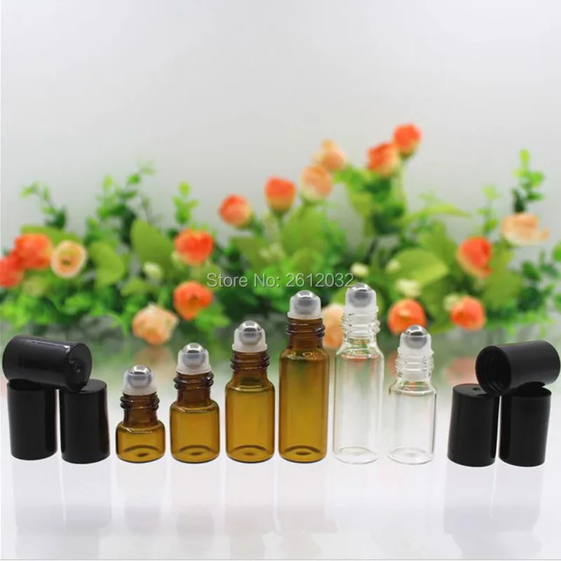 Mini Amber Glass Essential Oil Bottle Orifice Reducer & cap Brwon Glass Vials Roller Ball Bottle Wholesale F2017241