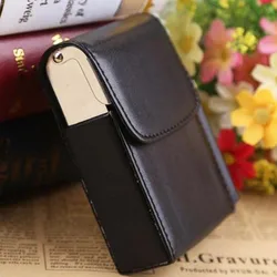 PU Leather Cigarette Box Case with Pouch Lighter Holder Cigarette Case Wallet Design for Men and Women Unisex