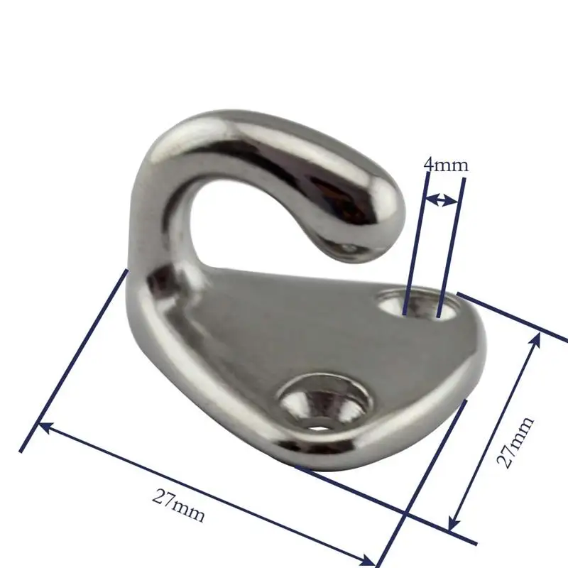 Atibin 4-Pack Heavy Duty Stainless Steel Fender Hook Eye Plate – 316 Marine Grade, Wall Mount Hanger For Cabinet, Deck, Garden & Boat