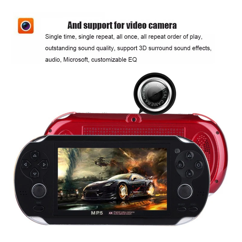 Nowy 8GB 4.3 cal przenośny przenośna konsola do gier kamera MP5 odtwarzacz do gier HD gra wideo konsola wbudowany-w 3000 roku Retro Classic gry