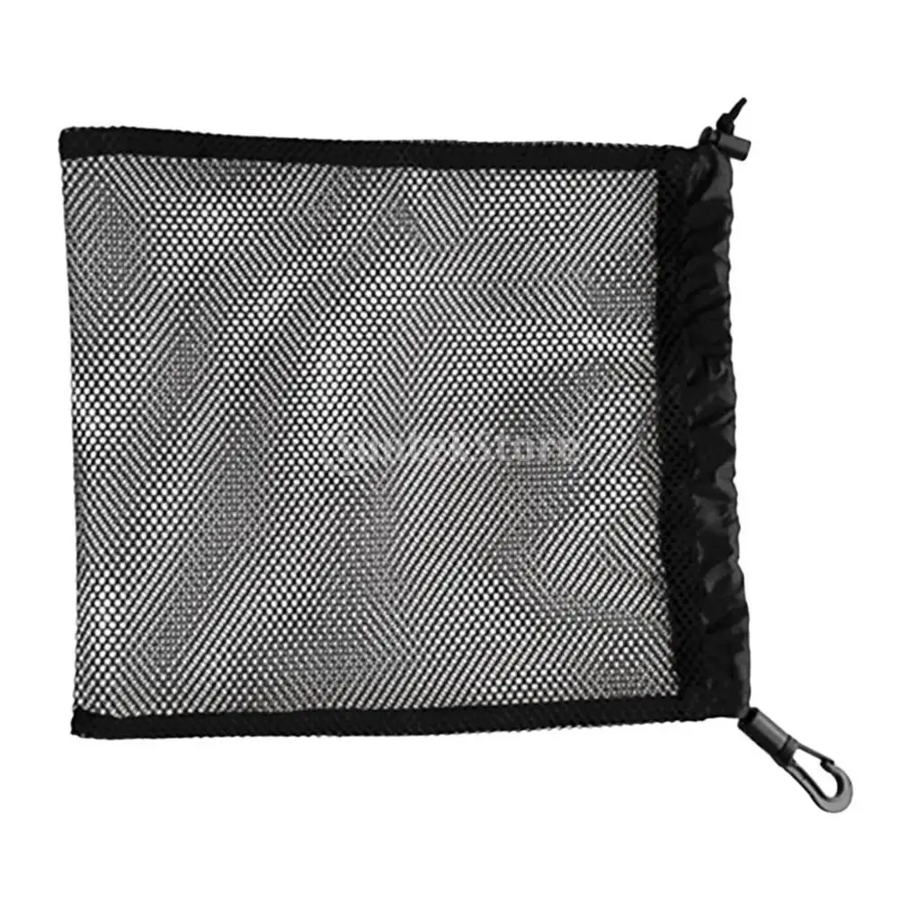 Durable Mesh Nets Bag Pouch Scuba Dive Gear Golf Tennis 30 Balls Carrying Holder Storage Clip On Caddy Pouch 20x24cm Black