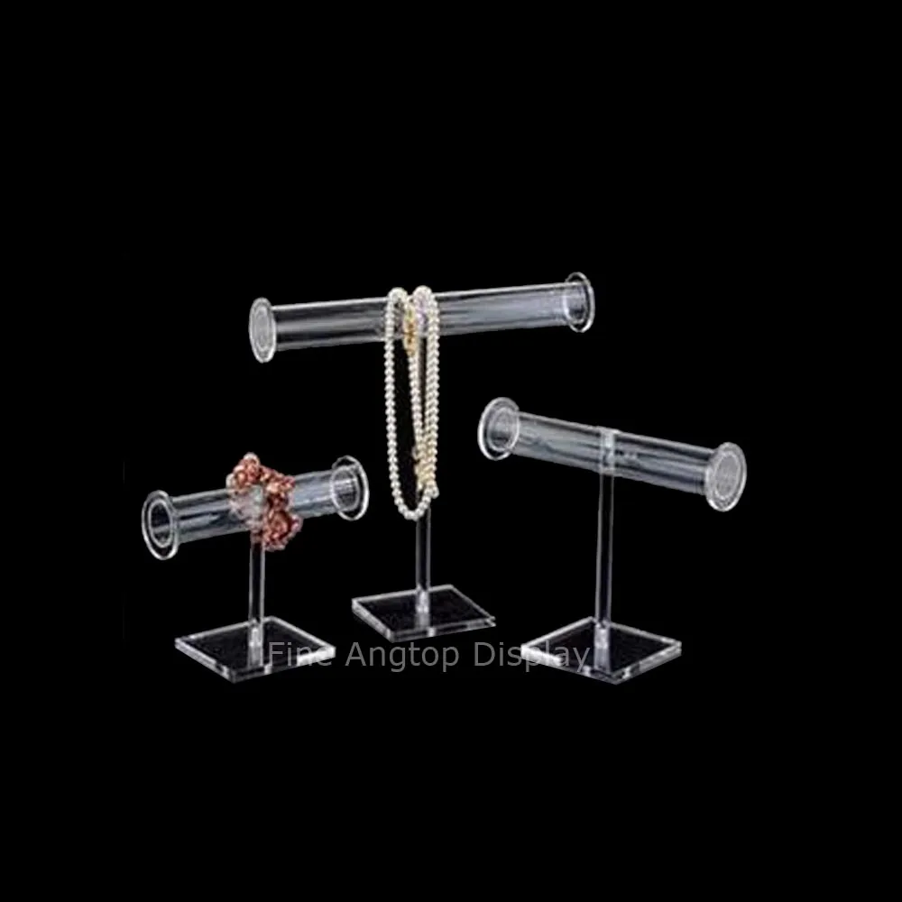 Portable Clear Tube Acrylic Single Layer Jewelry Bracelet Bangle Watch Desktop Display Stand Holder Organizer Plexiglass T Bar