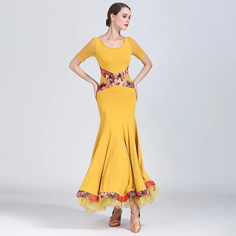 Cross Contrast Color Ballroom Dress Woman Dance Clothes Spanish Flamenco Dress Viennese Waltz Dress Dance Wear Party Costumes