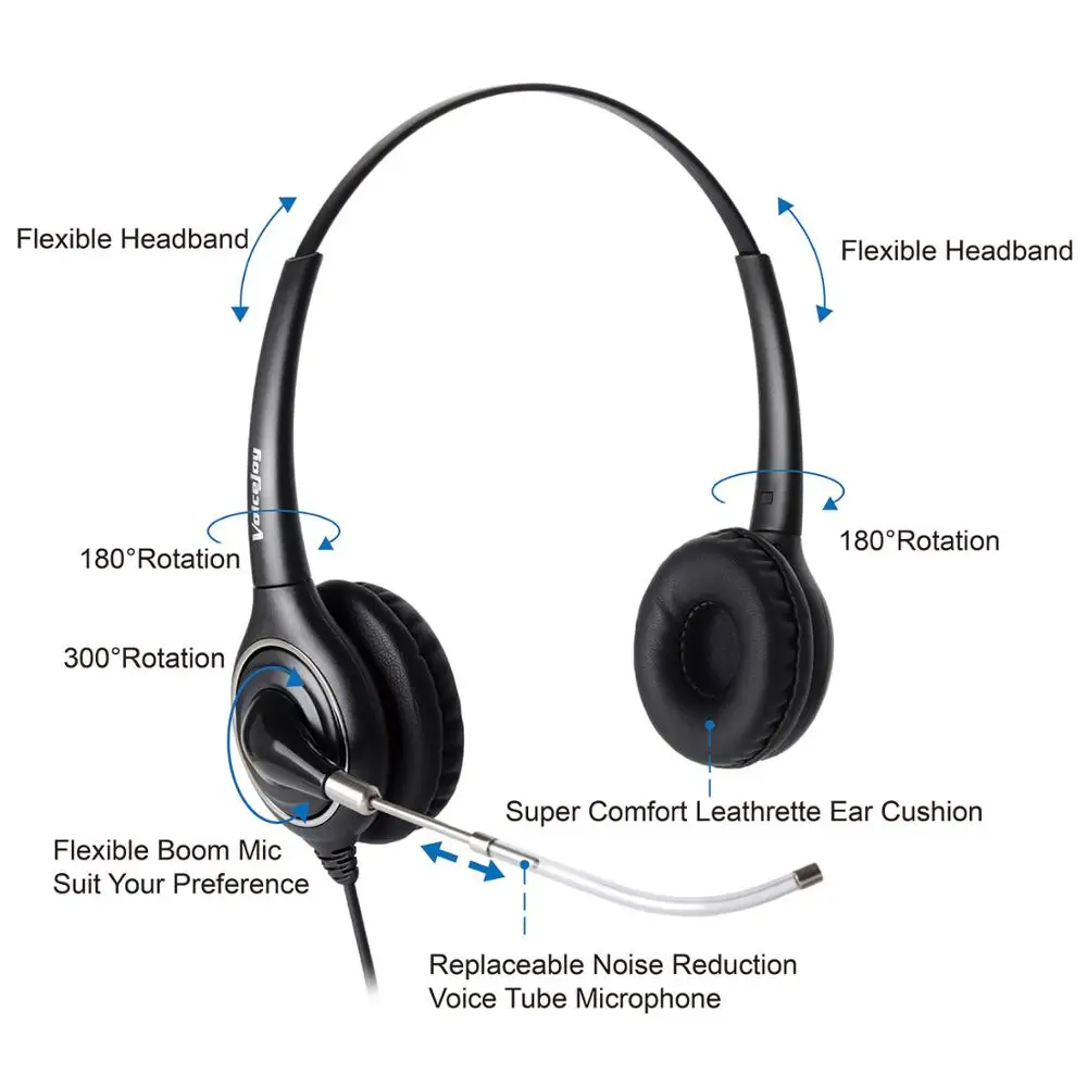 Home/Office Headset with Mic for Avaya 2400 4600 Series,Aastra Allworx Adtran Alcatel Lucent AltiGen Comdial Digium Mitel phones