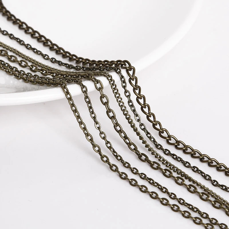 

5m/lot Metal Bronze Color Plated Necklace Chains Brass Bulk For DIY Jewelry Findings Making Materials Handmade Supplies