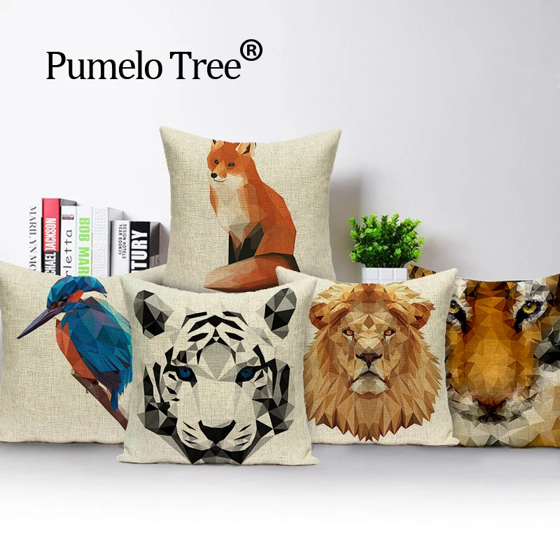 Tiger animal throw pillows colorful 45*45 cushions decorative High Quality cover cushion lion wolf   home cushions  cushion