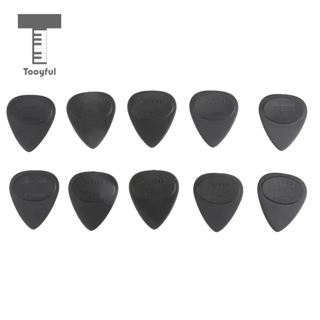 Tooyful 10Pcs Black Acoustic Guitar Picks Different thickness Non-Slip Plectrums Accessory for Bass Ukulele  Mandolin Guitars