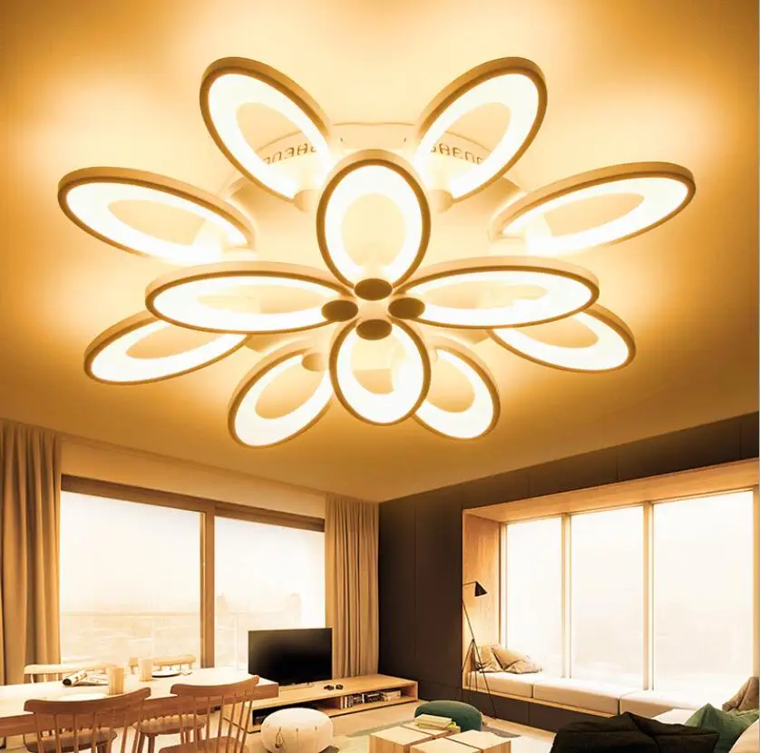 New Modern LED Flower Oval Petal Acrylic Ceiling Lamp Pendant Lighting Bedroom LivingroomFlush Mount