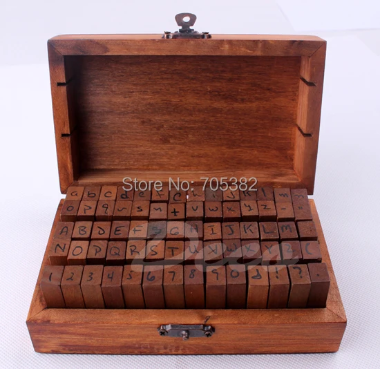 70pcs/set  NEW Schoolbook Number&Letter Stamps Set Wooden Box Decorative DIY Rubber Stamp(ss-1512)