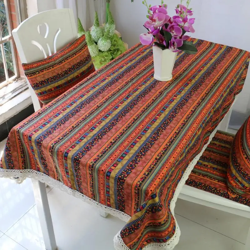 Bohemian home Table Cloth dining table mat coffee tea table tablecloth Lace Edge Cover Rectangular bar restaurant decoration